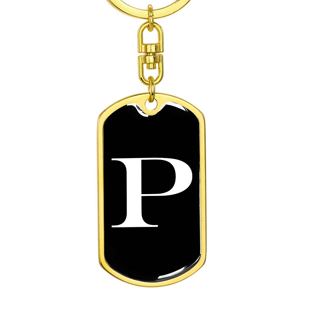 Initial P v3a - Luxury Dog Tag Keychain