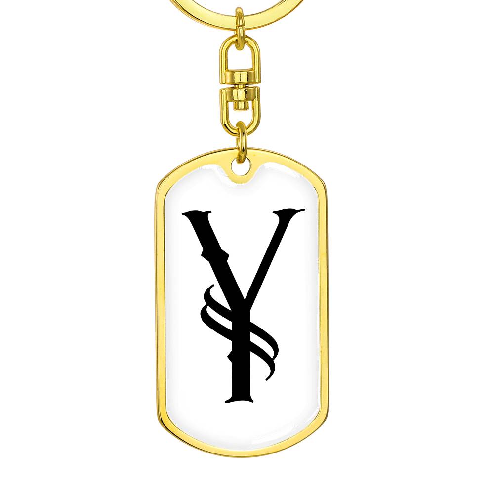 Initial Y v001-14 - Luxury Dog Tag Keychain