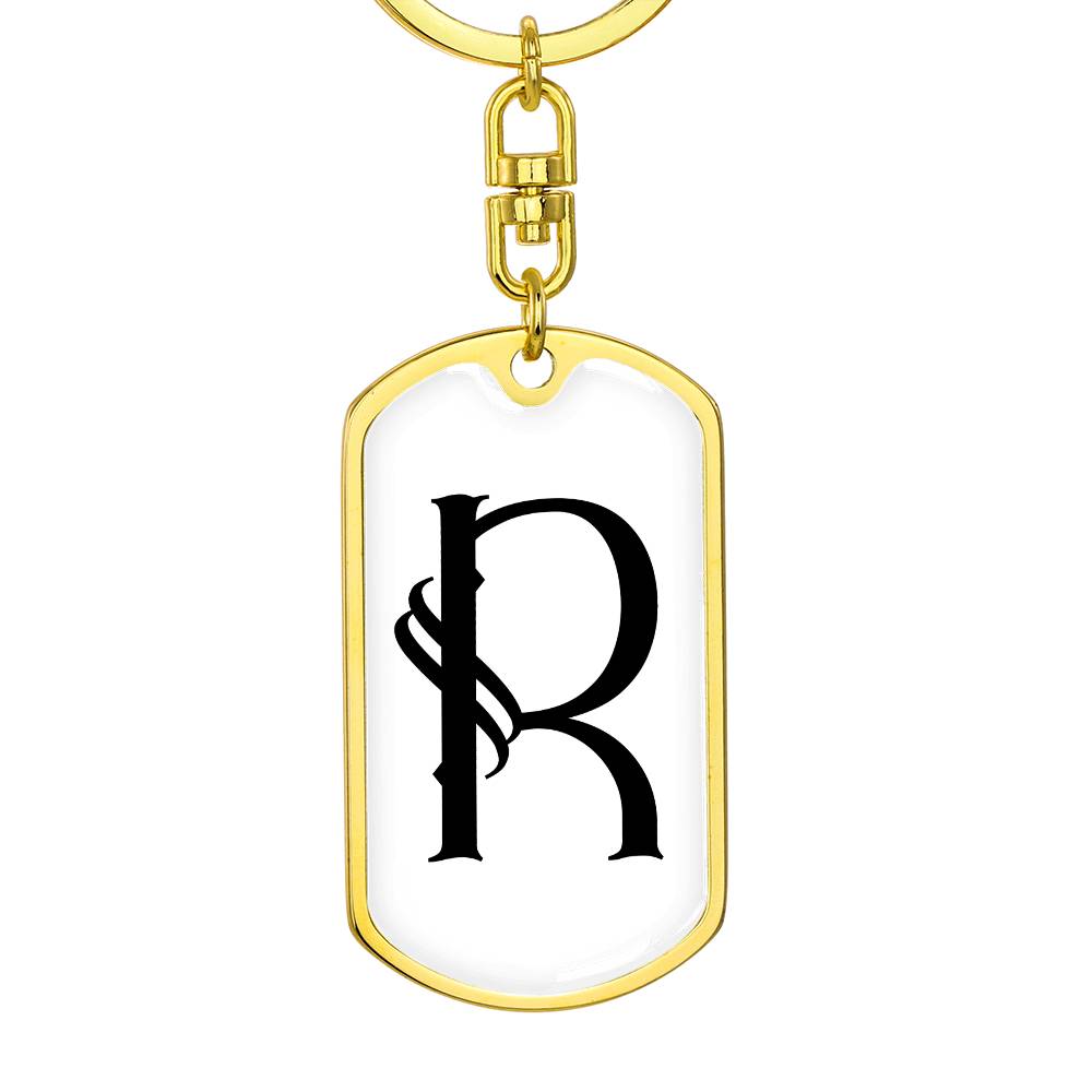 Initial R v001-14 - Luxury Dog Tag Keychain