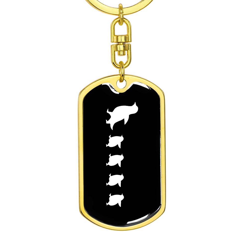 Mama Penguin With 4 Chicks v3 - Luxury Dog Tag Keychain