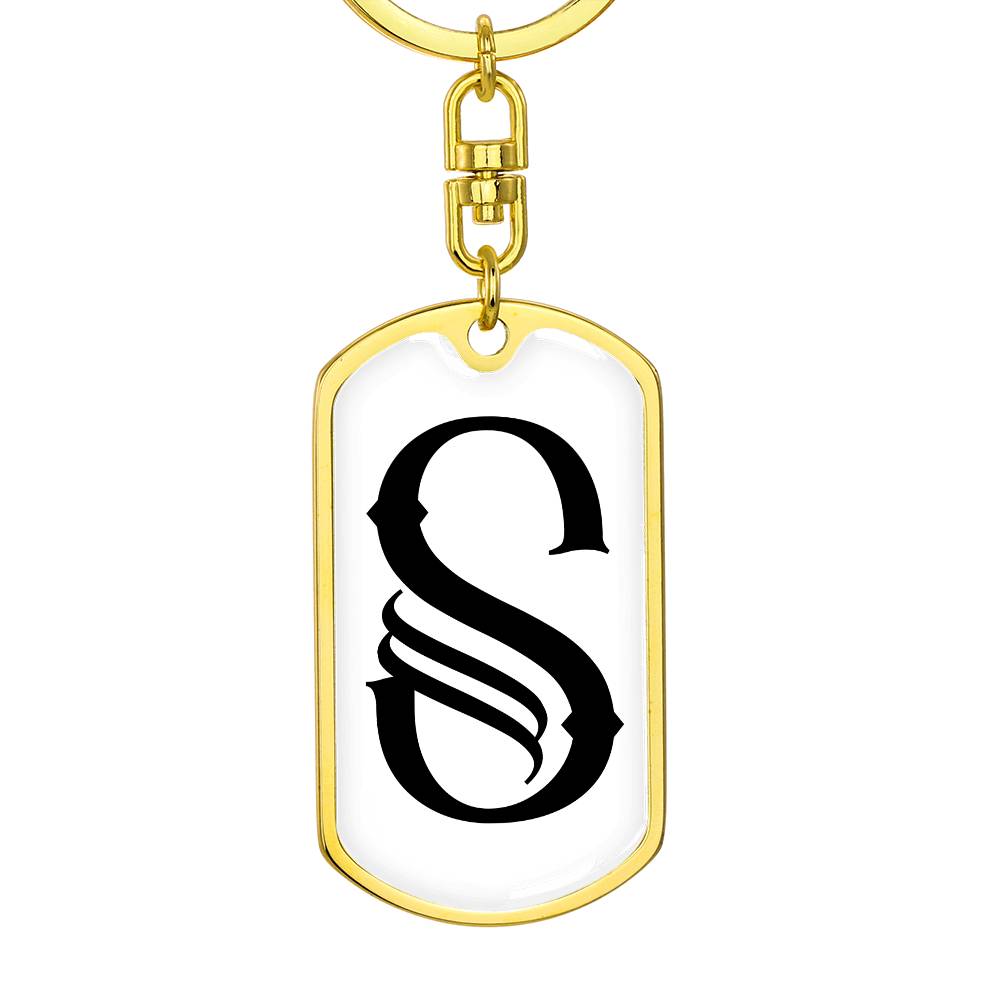 Initial S v001-14 - Luxury Dog Tag Keychain
