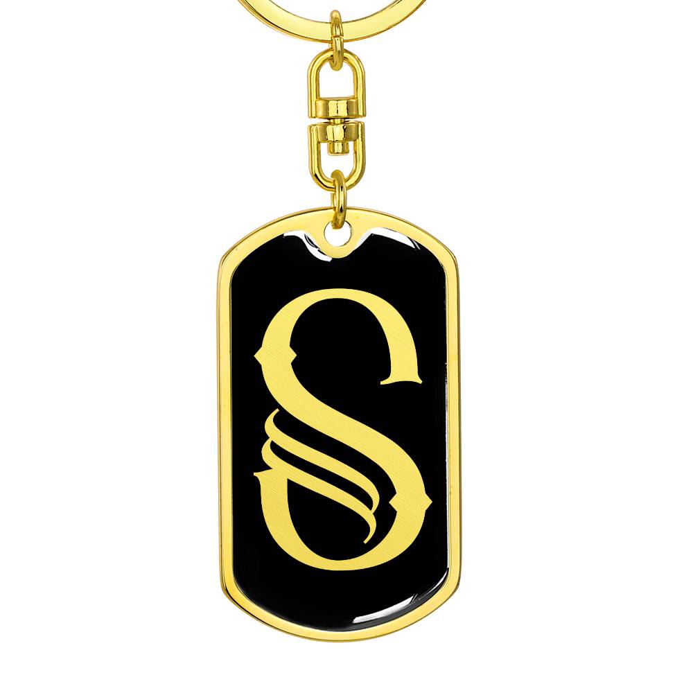 Initial S v001-12 - Luxury Dog Tag Keychain