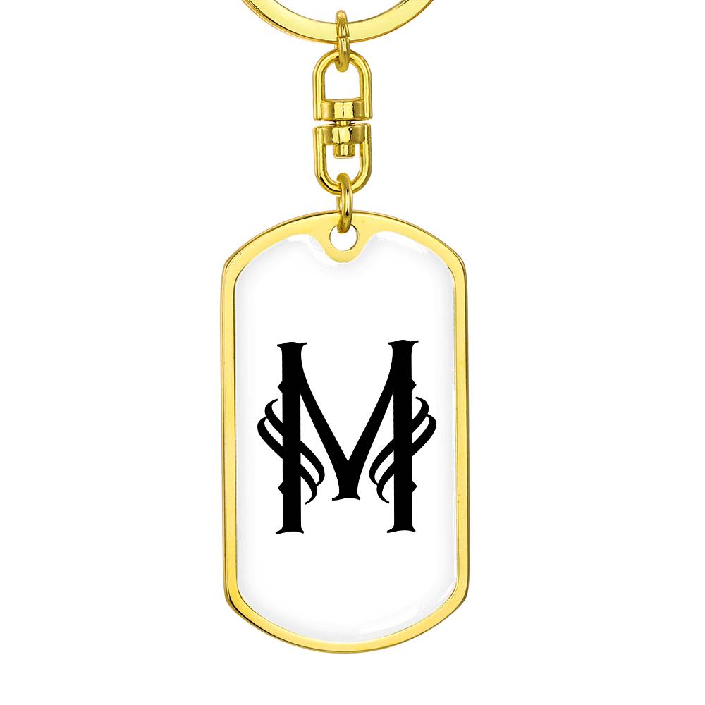 Initial M v001-14 - Luxury Dog Tag Keychain
