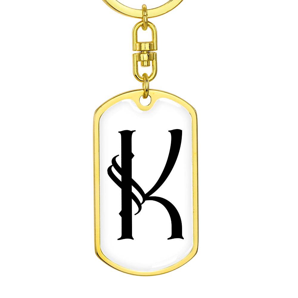 Initial K v001-14 - Luxury Dog Tag Keychain
