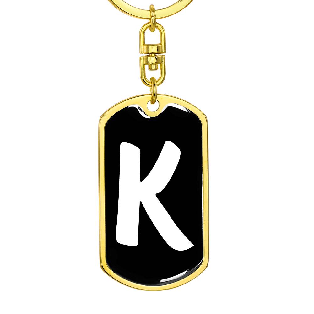 Initial K v3b - Luxury Dog Tag Keychain