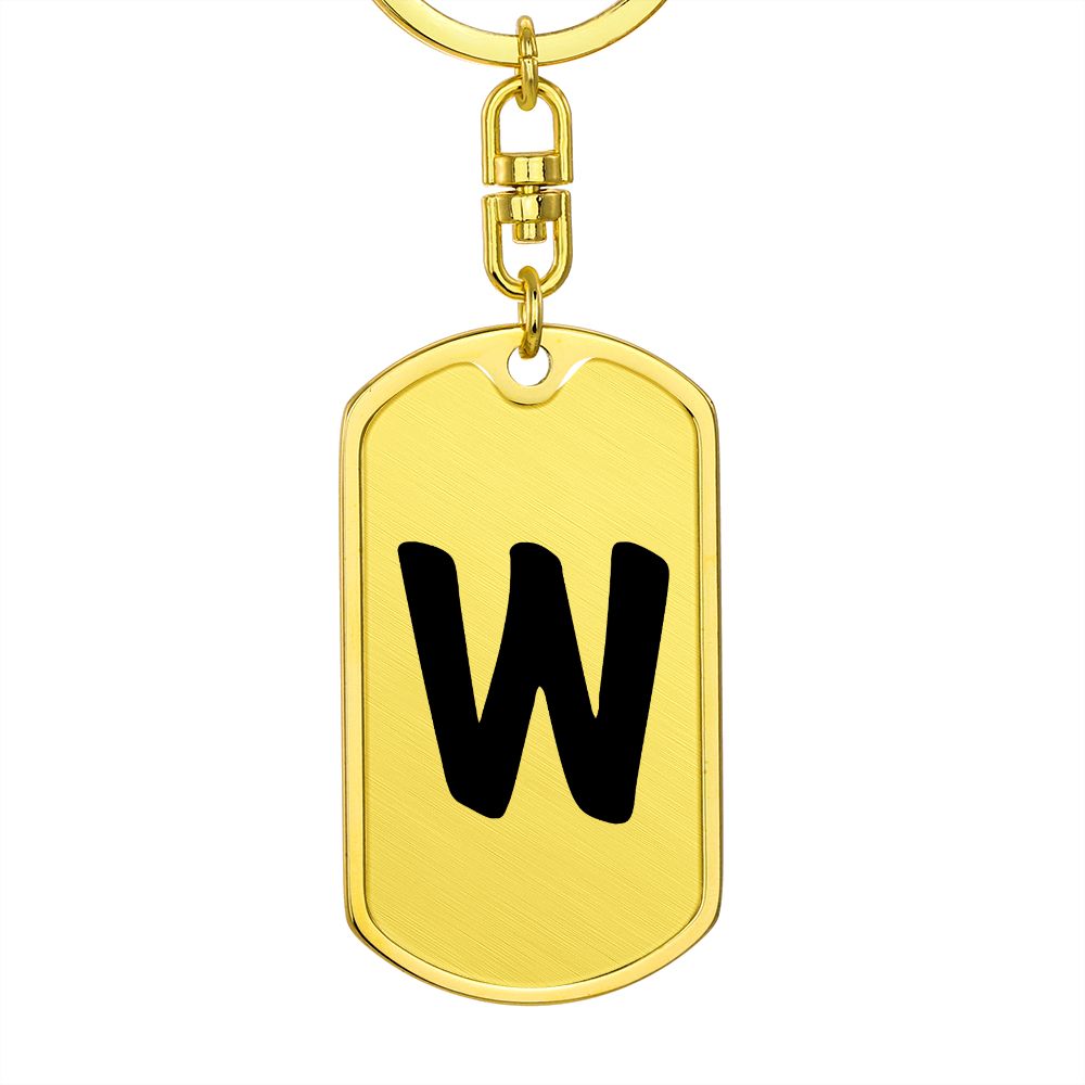 Initial W v1b - Luxury Dog Tag Keychain