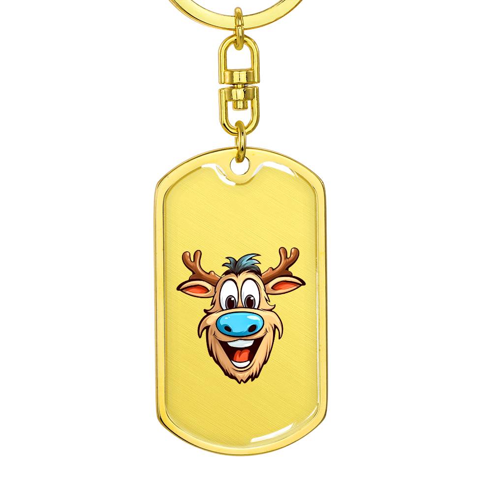 Funny Reindeer Face 14 - Luxury Dog Tag Keychain