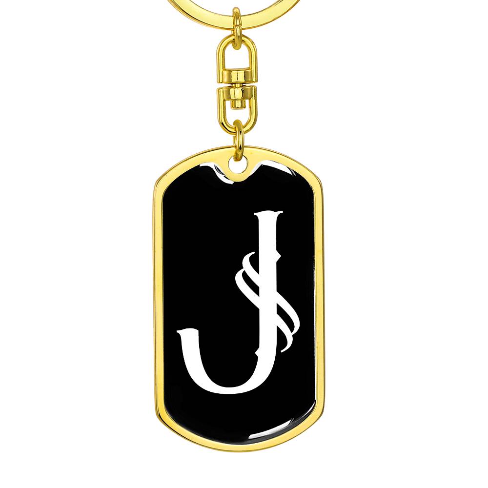 Initial J v001-13 - Luxury Dog Tag Keychain