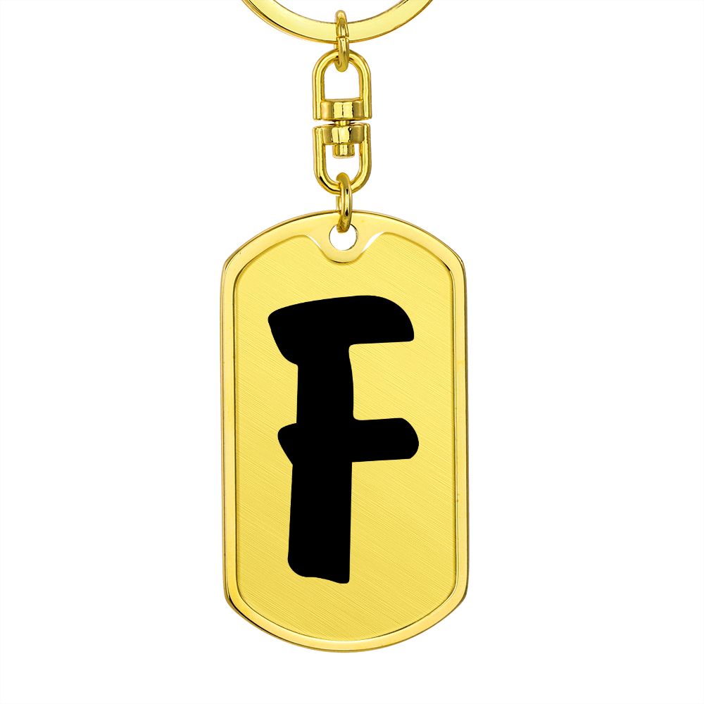 Initial F v1b - Luxury Dog Tag Keychain