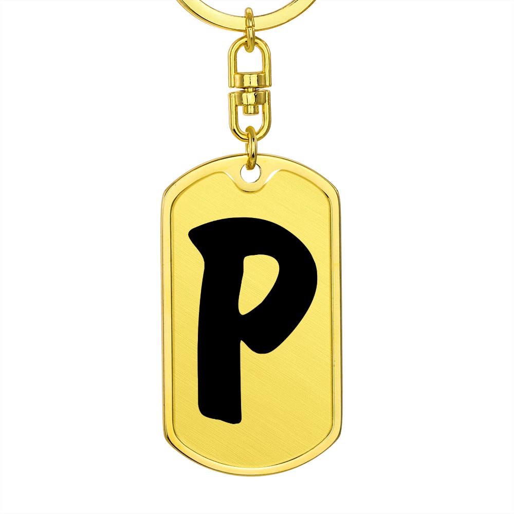 Initial P v1b - Luxury Dog Tag Keychain