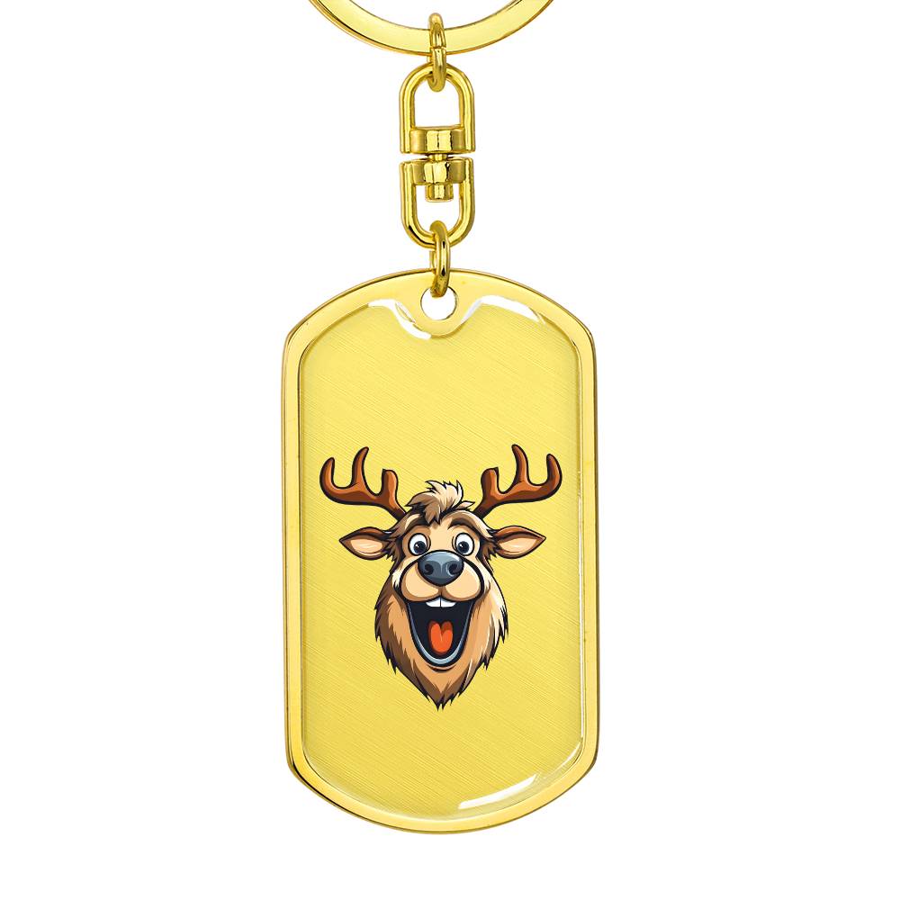 Funny Reindeer Face 01 - Luxury Dog Tag Keychain