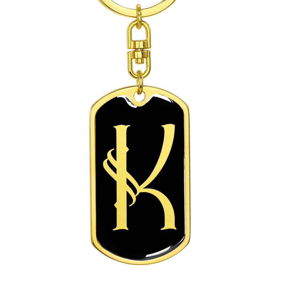 Initial K v001-12 - Luxury Dog Tag Keychain