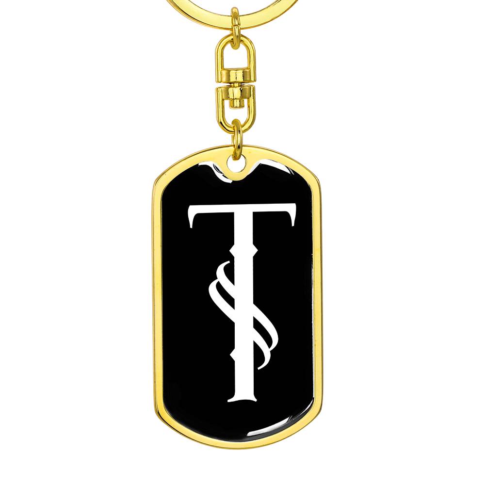Initial T v001-13 - Luxury Dog Tag Keychain