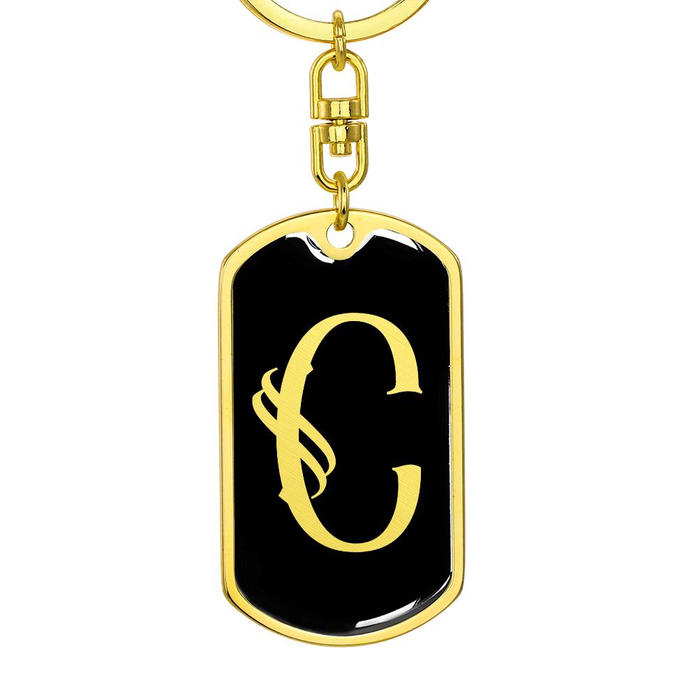Initial C v001-12 - Luxury Dog Tag Keychain