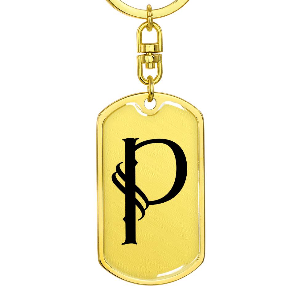 Initial P v001-11 - Luxury Dog Tag Keychain