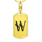 Initial W v001-11 - Luxury Dog Tag Keychain