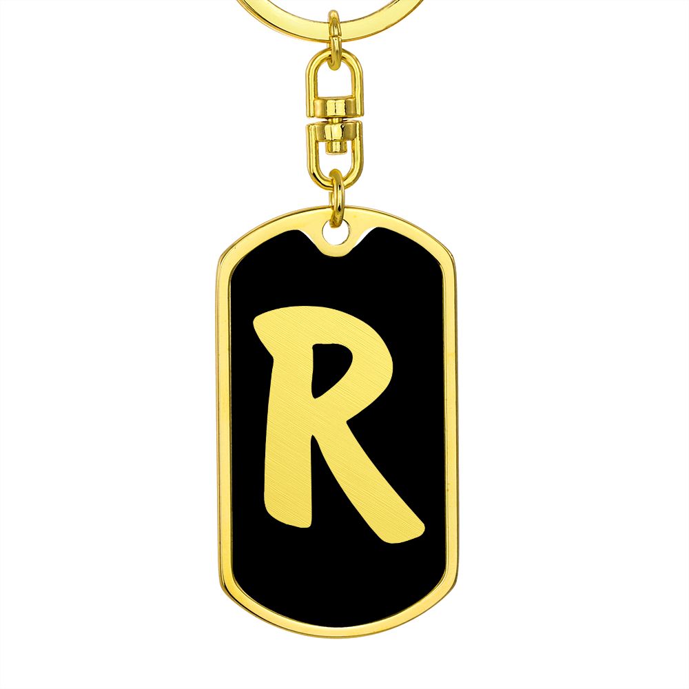 Initial R v2b - Luxury Dog Tag Keychain