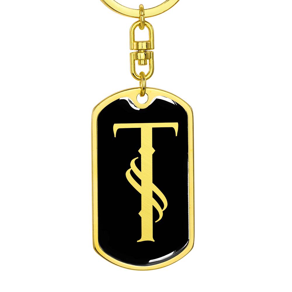 Initial T v001-12 - Luxury Dog Tag Keychain