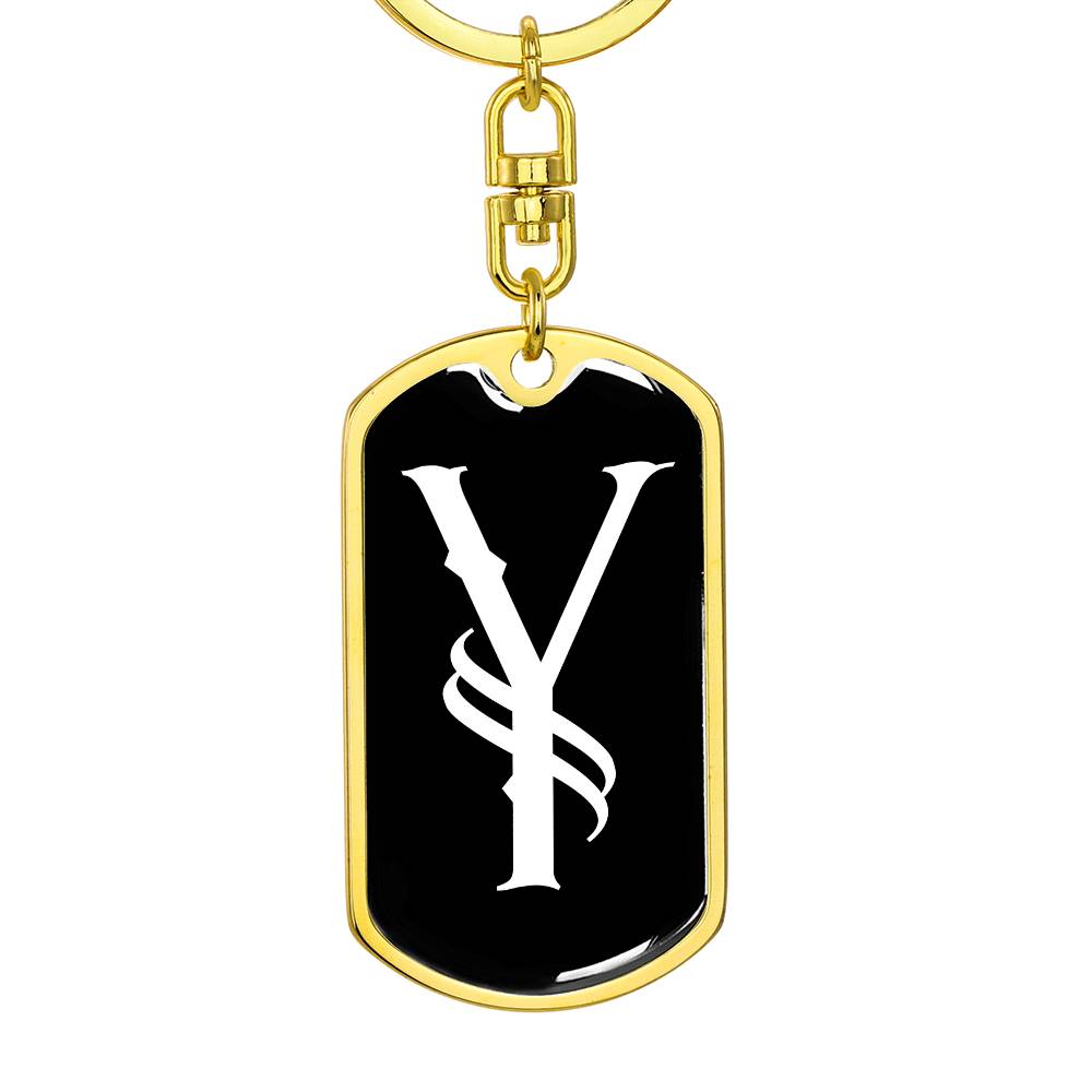 Initial Y v001-13 - Luxury Dog Tag Keychain