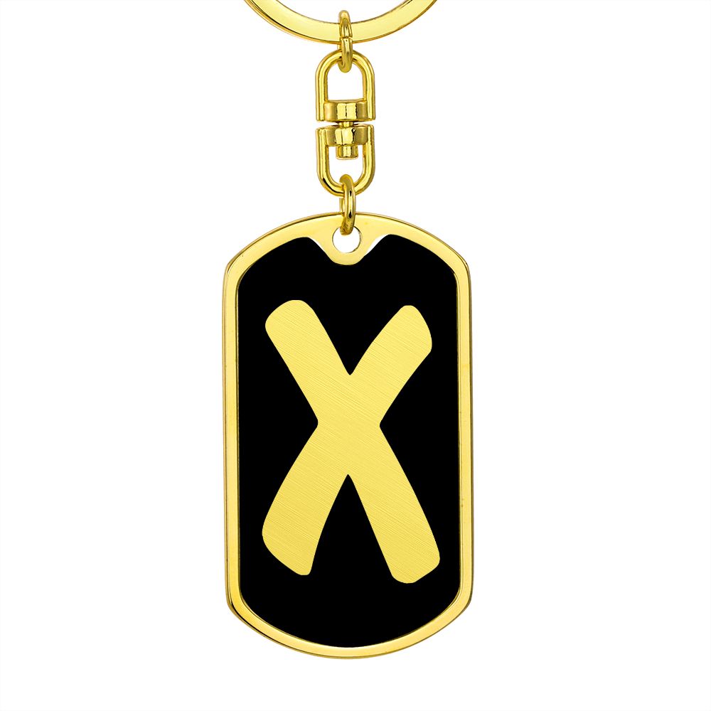 Initial X v2b - Luxury Dog Tag Keychain