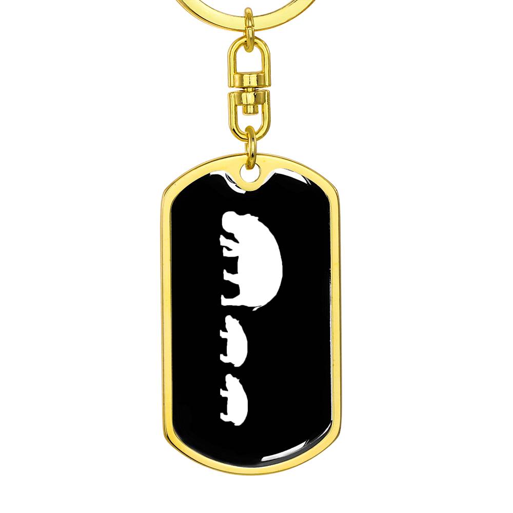 Mama Hippo With 2 Calves v3 - Luxury Dog Tag Keychain