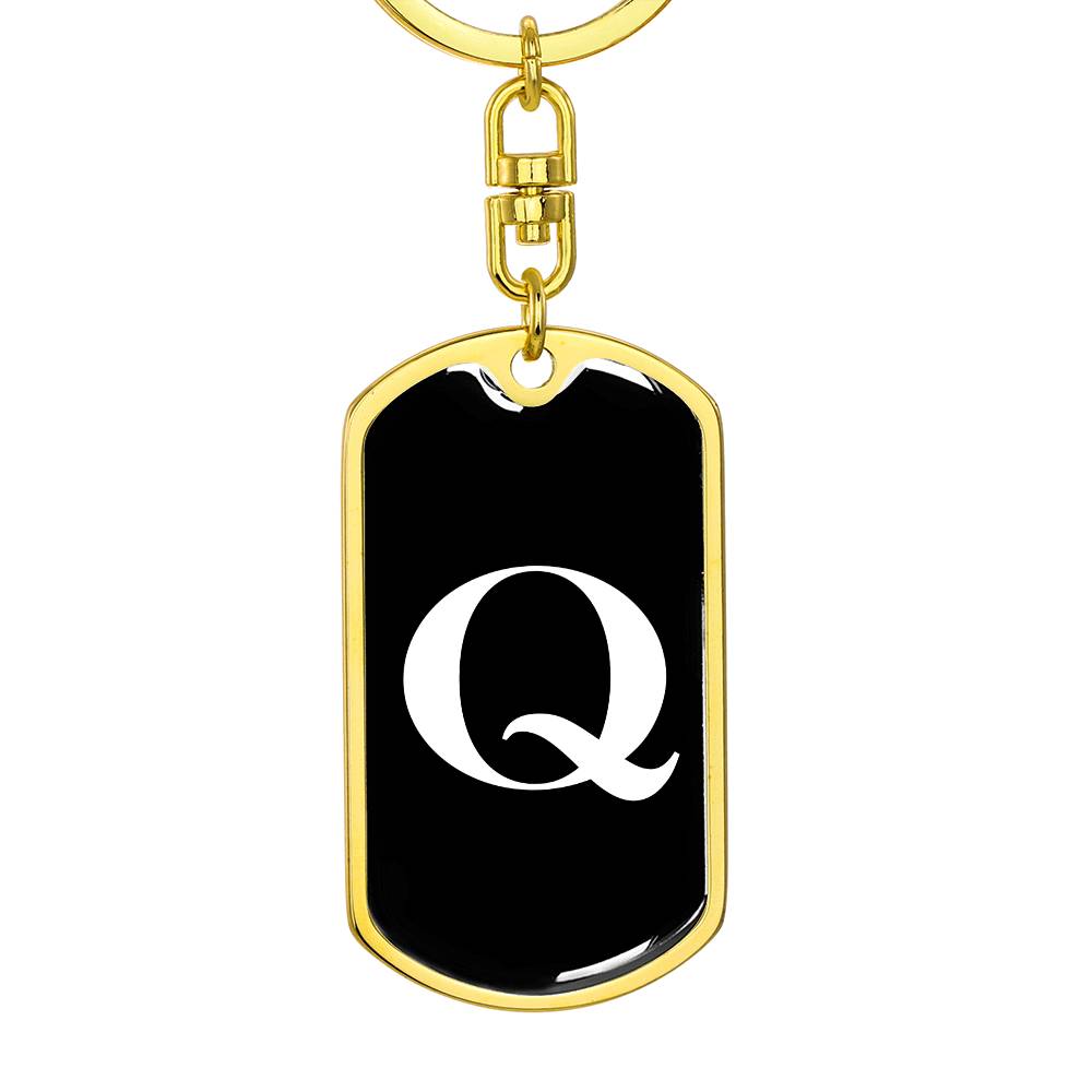 Initial Q v3a - Luxury Dog Tag Keychain