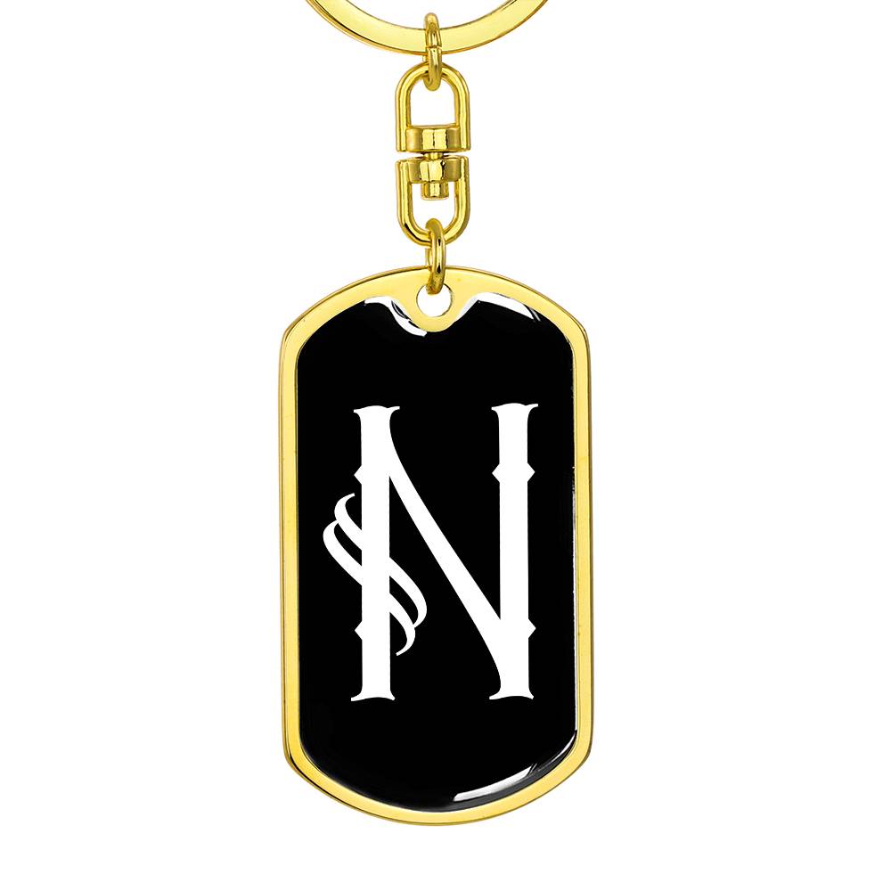 Initial N v001-13 - Luxury Dog Tag Keychain