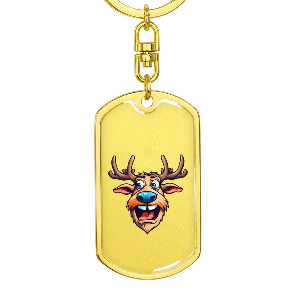 Funny Reindeer Face 05 - Luxury Dog Tag Keychain