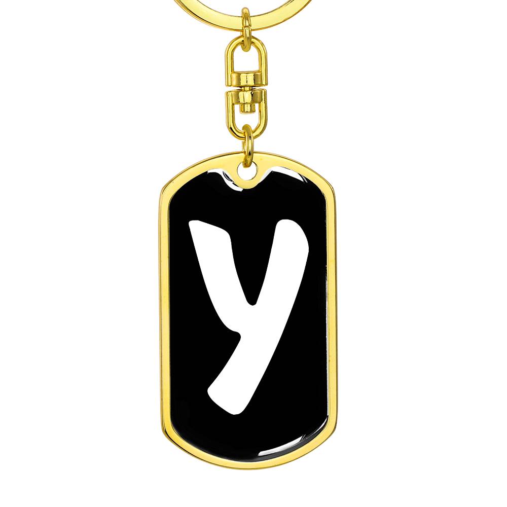 Initial Y v3b - Luxury Dog Tag Keychain
