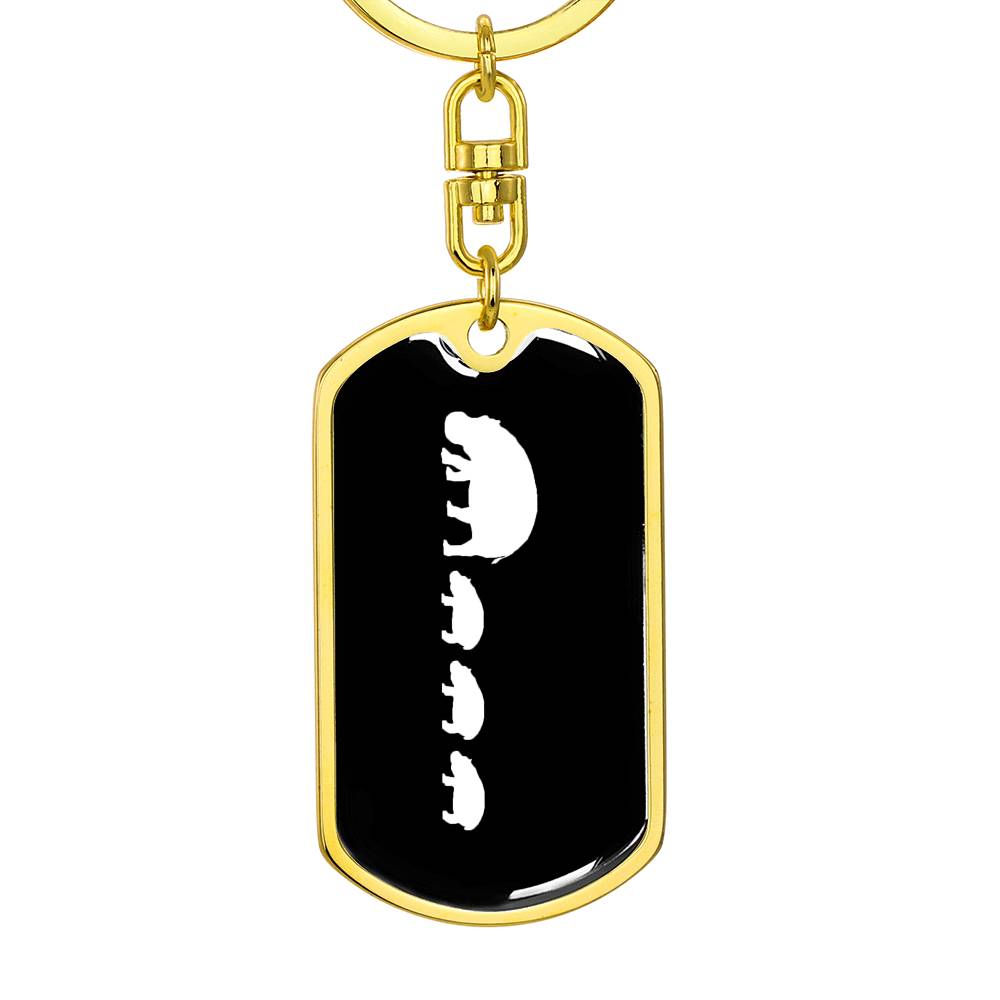 Mama Hippo With 3 Calves v3 - Luxury Dog Tag Keychain