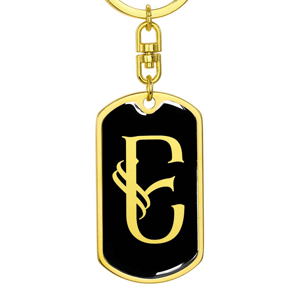 Initial E v001-12 - Luxury Dog Tag Keychain