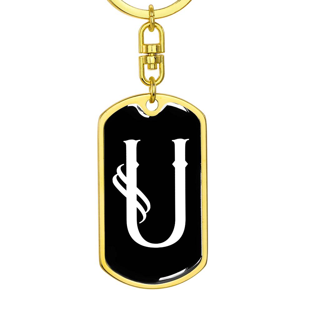 Initial U v001-13 - Luxury Dog Tag Keychain