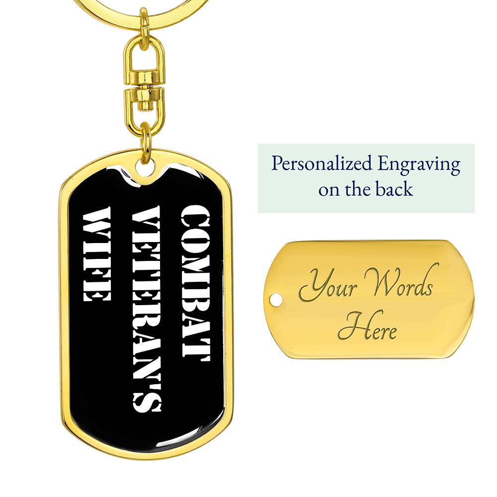 Combat Veteran's Wife v3 - Luxury Dog Tag Keychain