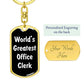 World's Greatest Office Clerk v3 - Luxury Dog Tag Keychain