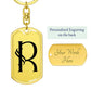 Initial R v001-11 - Luxury Dog Tag Keychain