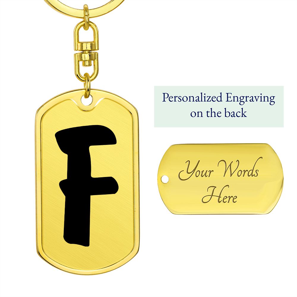 Initial F v1b - Luxury Dog Tag Keychain