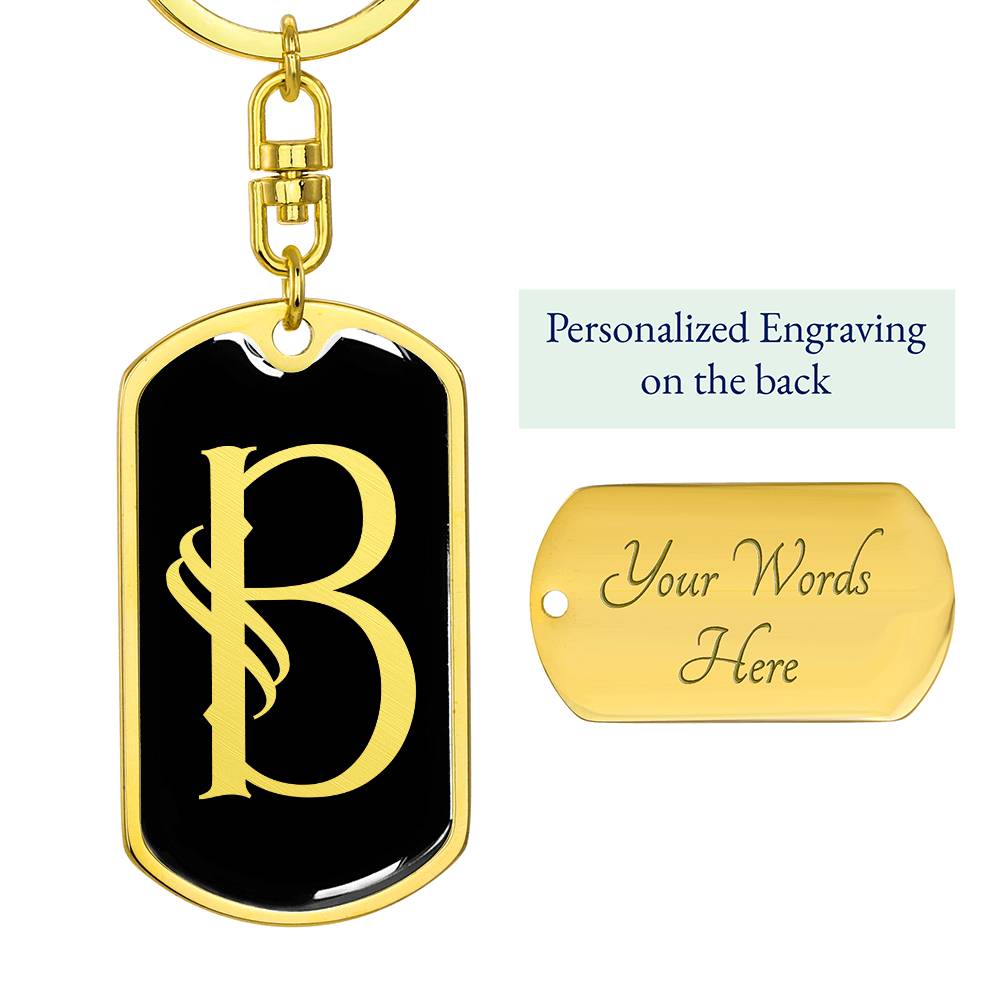 Initial B v001-12 - Luxury Dog Tag Keychain
