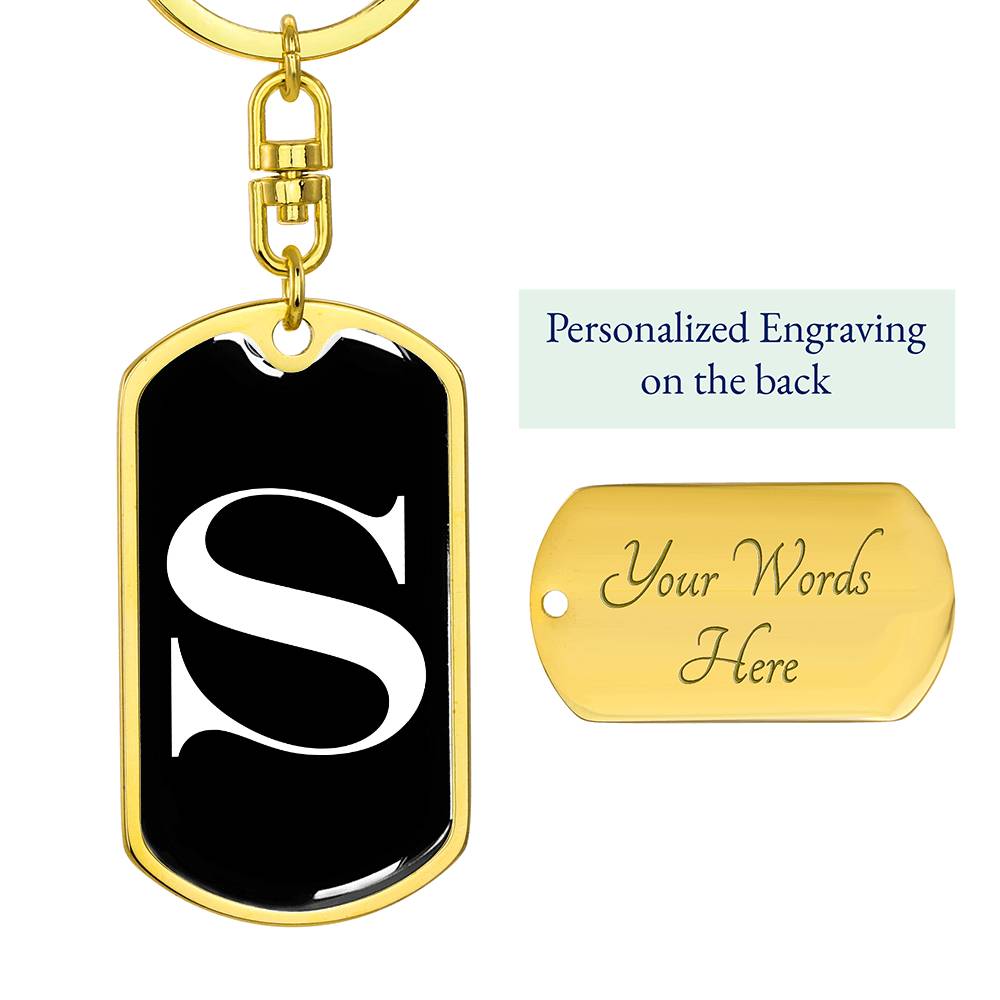 Initial S v3a - Luxury Dog Tag Keychain