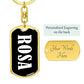 Rosa v01w - Luxury Dog Tag Keychain