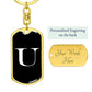 Initial U v3a - Luxury Dog Tag Keychain