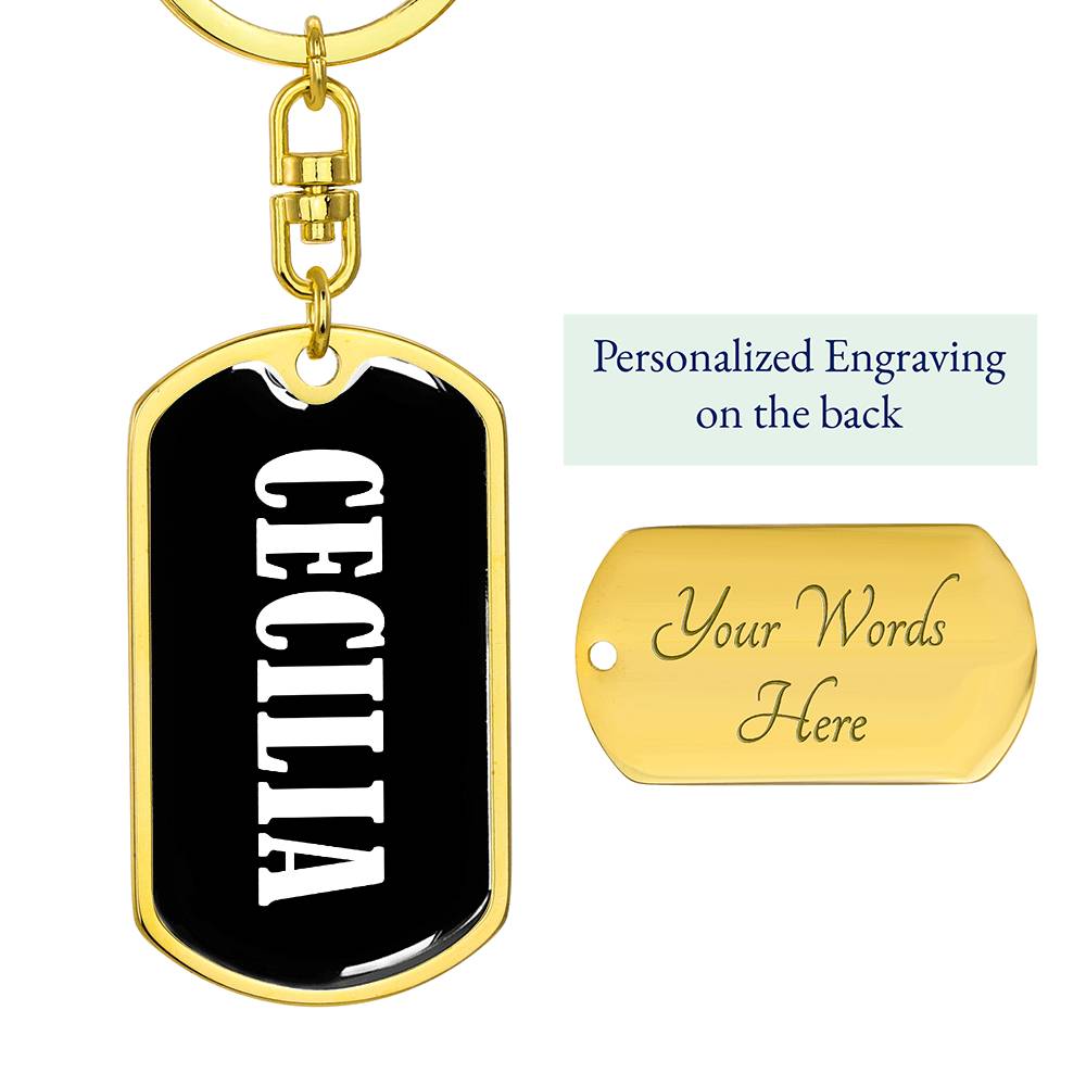 Cecilia v01w - Luxury Dog Tag Keychain