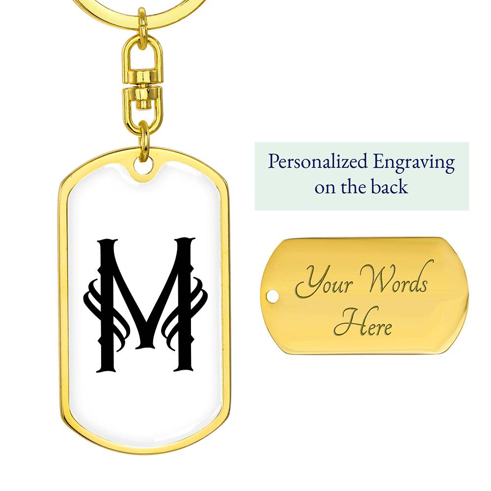 Initial M v001-14 - Luxury Dog Tag Keychain