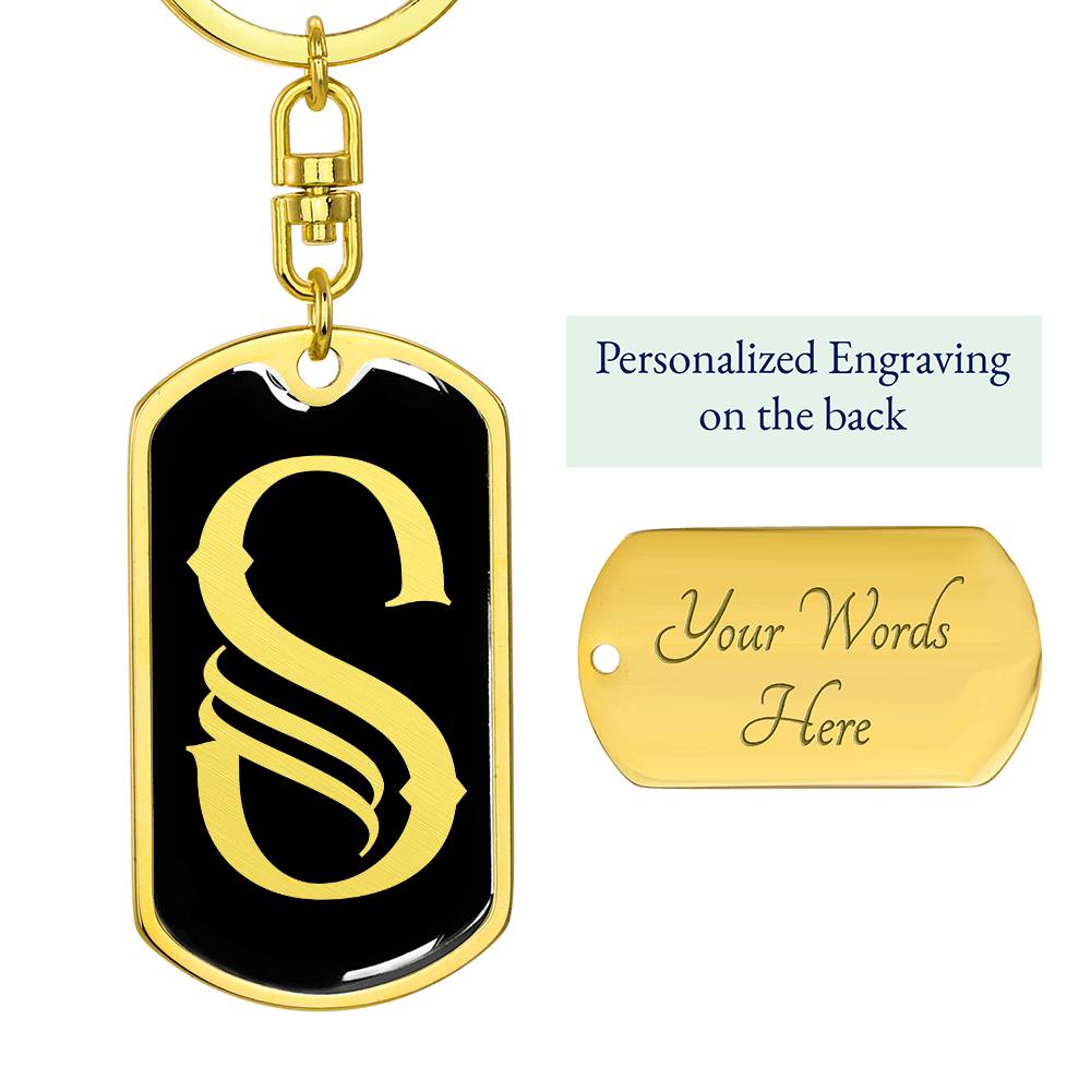 Initial S v001-12 - Luxury Dog Tag Keychain