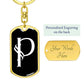 Initial P v001-13 - Luxury Dog Tag Keychain