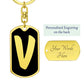 Initial V v2b - Luxury Dog Tag Keychain