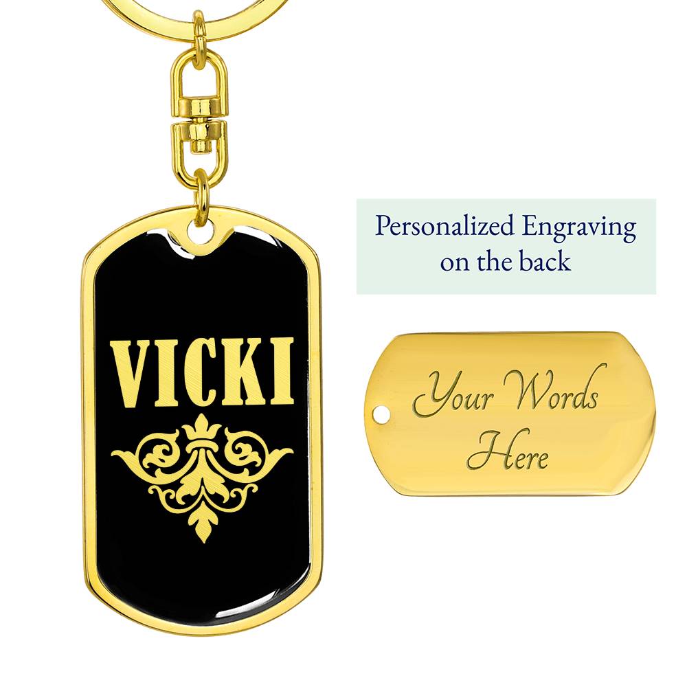 Vicki v02a - Luxury Dog Tag Keychain