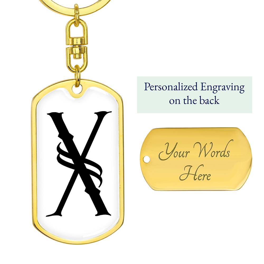 Initial X v001-14 - Luxury Dog Tag Keychain