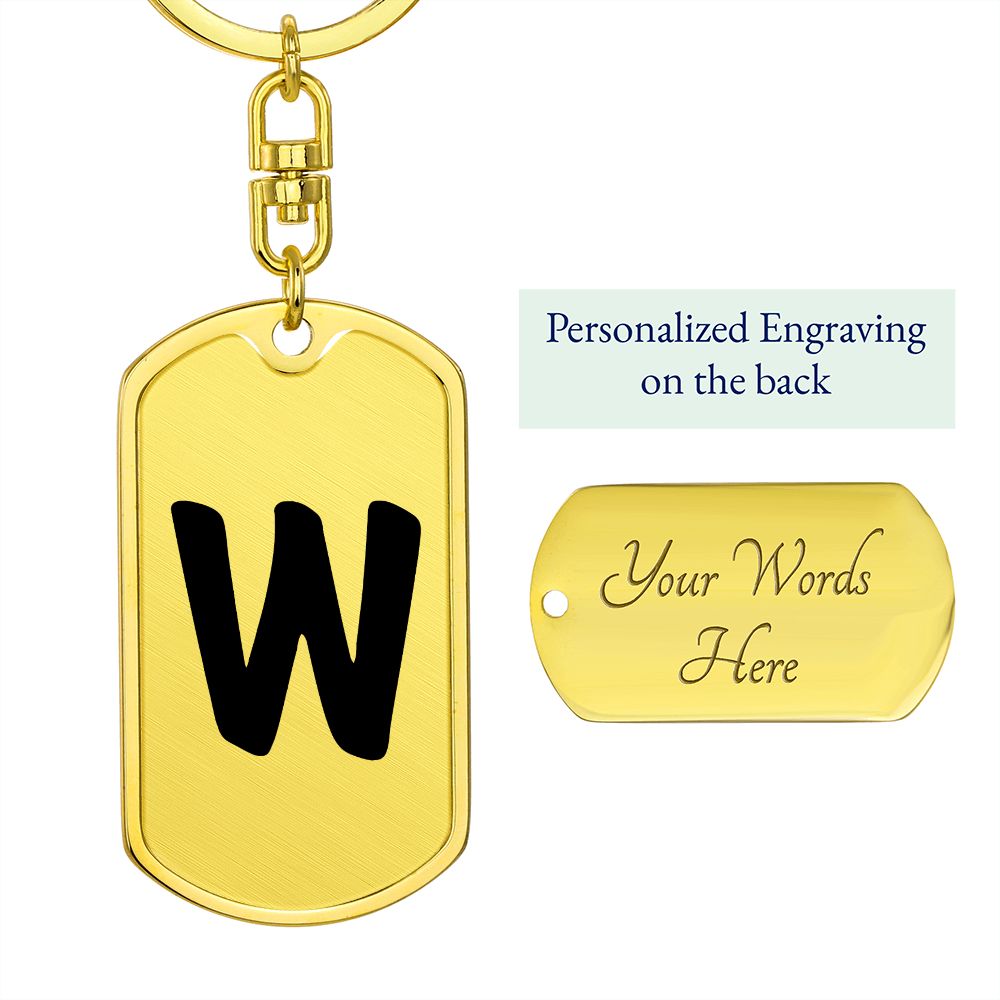 Initial W v1b - Luxury Dog Tag Keychain