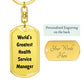 World's Greatest Health Service Manager - Luxury Dog Tag Keychain