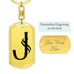 Initial J v001-11 - Luxury Dog Tag Keychain